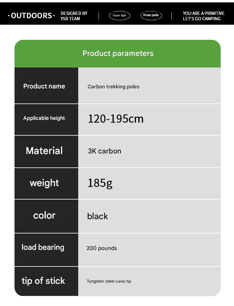 Bastón de senderismo de fibra de carbono 3K (2 piezas en juego), bastón extensible y ligero, con agarres de EVA, para senderismo, camping, montañismo, mochileros, viajes, escalada, marcha nórdica