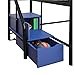 DHP Junior Twin Metal Loft Bed with Storage Steps, Multifunctional Space-Saving Solution - Black with Blue Steps