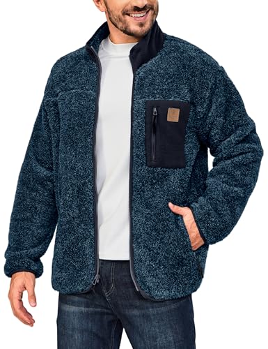 Little Donkey Andy Men's Fleece Lined Jacket Fuzzy Sherpa Full Zip Thermal Coat Lightweight Outwear for Fall Winter2