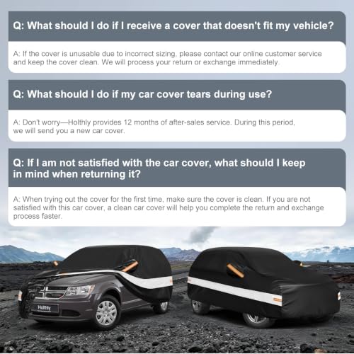 Image of 10 Layers SUV Car Cover Custom Fit for Dodge Journey (2008-2020), Waterproof All Weather for Automobiles, Outdoor Full Cover Sun Dust Rain Protection with Cotton. Black