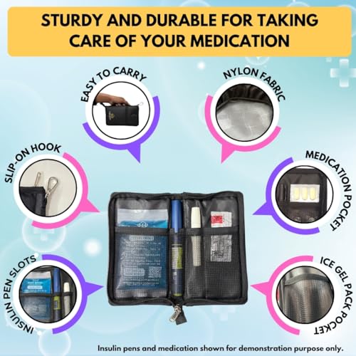 Image of Insulin Cooling Wallet Insulin Travel Pouch & Pen Holder for Diabetics Keeps Insulin Cool for 4+ Hours 2 Ice Gel Packs Compact Cooler Case for Travel & Daily Use (Black)