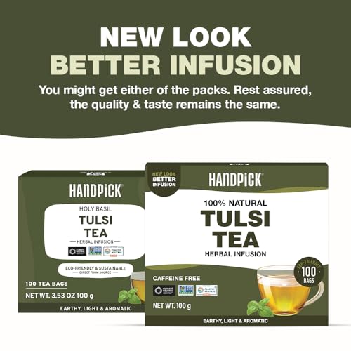 Image of HANDPICK Tulsi Tea (100 Teabags) Original Holy Basil Tea leaves from India