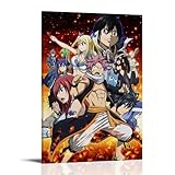 CPXBLHHW Fairy Tail - Póster de anime clásico de anime para pared, pintura decorativa para dormitorio, 40 x 60 cm, estilo marco