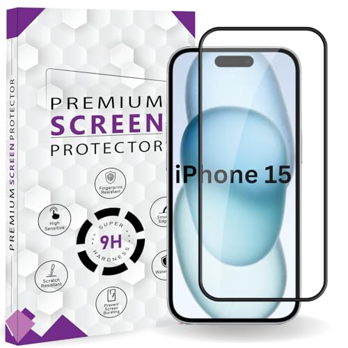 Image of Premium Tempered Glass Screen Protector Guard For iphone 15 (6.1 Inch, Pack of 1) | Edge to Edge Coverage With Easy to installation kit