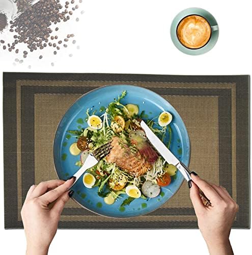 Cresitch Placemats, Washable Place Mat, Non Slip Table Mats Set of 6, Plastic Placemats for Kitchen Table Place Mats (Black,Set of 6)