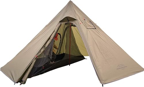 Miniatura 7 de Tienda caliente tipi para 4 personas con media malla y estufa ignífuga, ligera, 6.8 libras, altura 7.2 pies, tienda de campaña para acampar al aire
