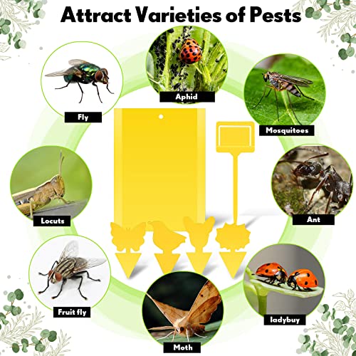 148 Sheets Dual Sided Sticky Traps For Flying Insect White Flies Aphids 6 X 8 Inch Sticky Gnat Traps Fruit Fly Traps For Indoor Outdoor Including Twist Ties And 16 Plastic Holders (Yellow) #TOP3