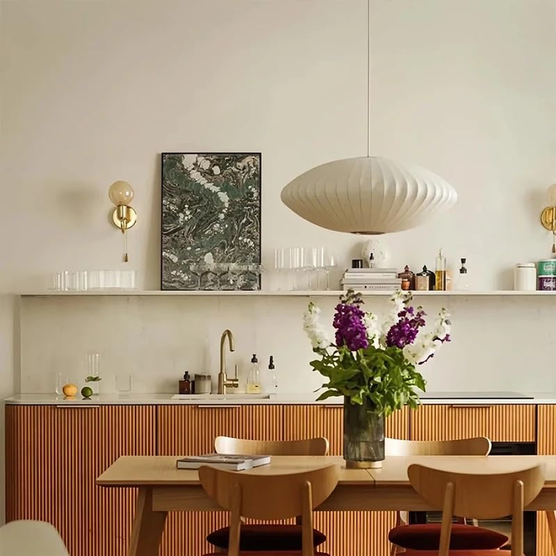 Suspension bulle soie blanche anti-éblouissement : lustre minimaliste vêtements lumière chaude
