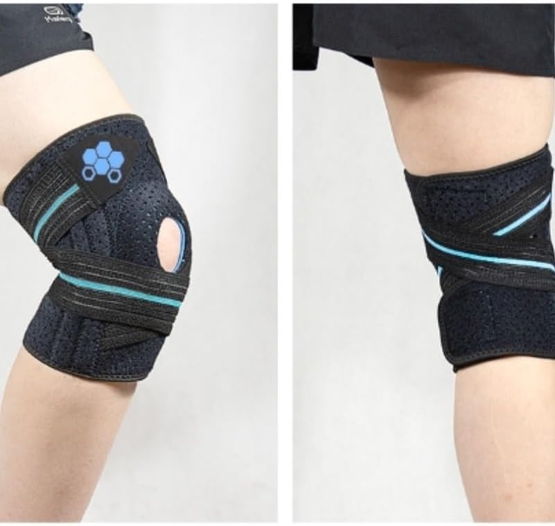 Exercise, Protection Breathable Straps with Pressure Adjustable Sports Outdoor Knee Pads with Silicone Spring Strip Support for Fitness, Cycling, Running, Playing Football