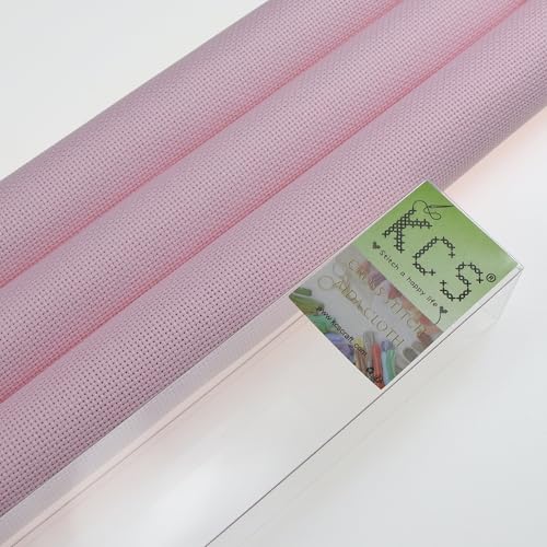 Image of KCS 3 pc of 15 inch x 18 inch(38cmx45cm) Counted Cross Stitch Cotton Aida Cloth Needlework Rolled Fabric Box,18CT,Pink