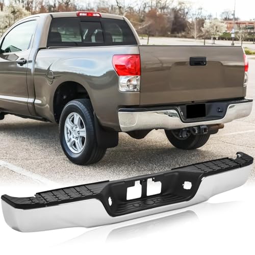 Image of Steel Rear Bumper Assembly Compatible With 2007-2013 Toyota Tundra, | Chrome Bumper W /O Parking Aid Holes