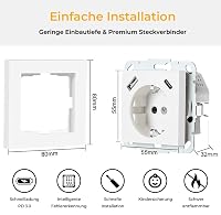 Steckdose Schnellladegerät USB-C USB-A PD 3.0 QC Kindersicherung Standard Unterputz Wand kompatibel mit GIRA Jung Merten Busch Jaeger Reinweiß Alpinweiß Smartphone Tablet Power Delivery Quick Charge – Ansicht 4