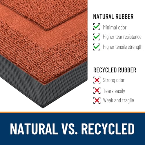 Image of OLANLY Half Circle Door Mat Indoor Outdoor Entrance Welcome, Waterproof All-Season, All-Weather Doormat, Sturdy Natural Rubber, Low Profile, Easy Clean Patio Porch Entryway Mat, 47x23, Vermillion Red