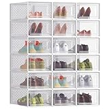 SONGMICS Cajas de Zapatos Plástico, Juego de 18 Organizadores de...
