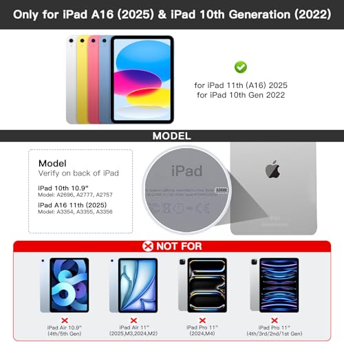 Image of RAYMCRAFT for iPad 11th (A16, 2025) /10th Generation Case with Keyboard, Mouse and Detachable Wireless Keyboard, 7-Color Backlight, Slim Case with Pencil Holder Black