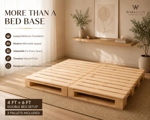 Image of The Woodpecker 4x6 Pine Wood Double(Two) Pallet | Durable Heavy-Duty, Premium Brown Finish, Industrial Shipping, Warehouse Storage, DIY Furniture Projects