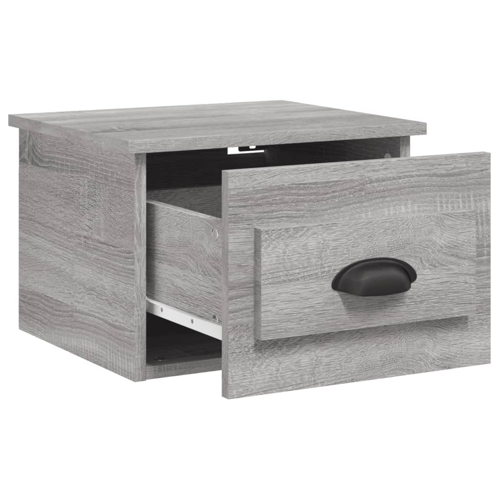 Mesita de noche de pared Sonoma gris 41,5 x 36 x 28 cm con cajón – Mesita de noche de madera, montaje en pared, espacio de almacenamiento flotante