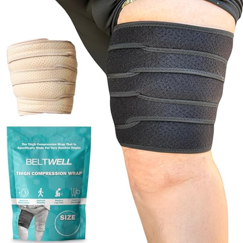Beltwell® - The Adjustable Thigh Compression Wraps For Big Swollen Upper Legs (1 wrap) (Black, XXL-TALL)