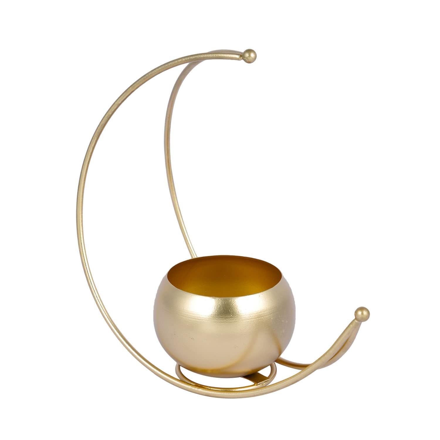 M.I HANDICRAFTS Unique Flower Vase with Gold- Designer Moon Shape Vase Gold Metal Moon Shape Flower Pot, Table Decorative Flower Pot Home Decor vase Room and Dining Table Decor.