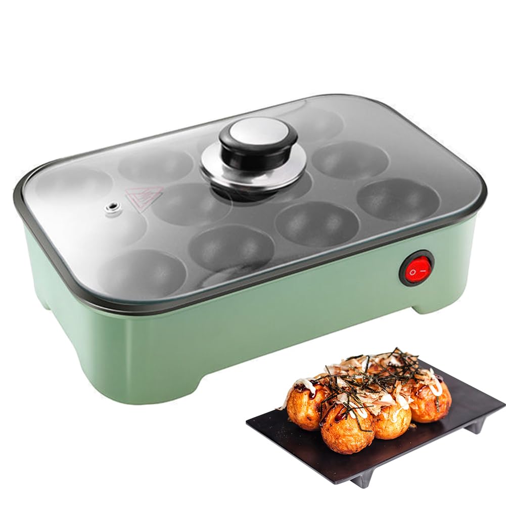 Takoyaki maker électrique 12 trous avec couvercle pour crêpes