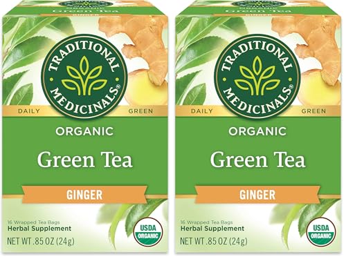 Traditional Medicinals Tea, Organic Green Tea Ginger, Promotes He...