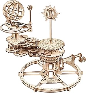 UGEARS Mechanical Tellurion 3D Puzzles - Earth and Moon Jigsaw 3D Wooden Puzzles for Adults and Kids - Model Kits for Adults to Build - Educational Solar System Model Kit - DIY Rotating Planetarium