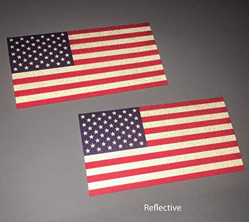2 Pack - Color Us Made 3m Reflective American Us Patriotic Flag Sticker Durable USA Decal 4" X 2" - Thumbnail 2