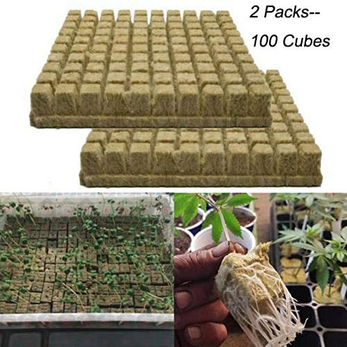 shewt Rockwool Cubes,Seed Starter Plugs 252540MM, Hydroponics Growing Medium Soil Culture Sprouting Starter Kit