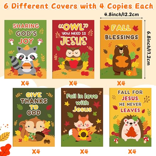 Image of Fall Animal Theme Coloring Books for Kids - 24Pcs Bulk Autumn Christian Mini Coloring Booklet DIY Art Drawing Book with Squirrel Hedgehog for Toddlers Halloween Thanksgiving Party Goodie Bag Filler