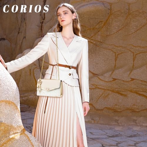 Image of CORIOS Elegant Shoulder Bag for Women - PU Leather Handbag with Sequin Crossbody & Messenger Bag Styles