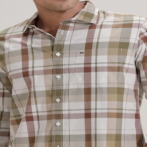 Image of BASICS 100% Cotton Checked Shirt for Men | Slim Fit | Everyday Smart Casual Wear | Full Sleeve
