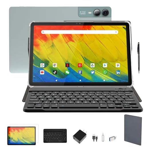 Tablet MSLSTM 2025 Ultimo Tablet da 11 pollici Android 14 Compresse 18GB RAM 128GB ROM+1TB TF Expand, Display 2K, CPU T616, Fotocamera da 23 MP, 5G WiFi, 4 altoparlanti, Tablet con tastiera, caso, penna