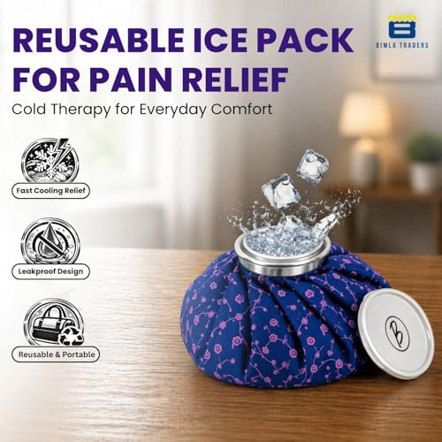Image of Btag Hot & Cold Ice Bag for Pain Relief (11 Inch) | Reusable Cold Therapy for First Aid Sports Injury, Shoulder, Swelling |Leakproof & Durable Leakproof Fabric Headache, Muscle Pain (Blue Pink Flower)