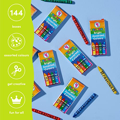 image for THE TWIDDLERS - 144 Boxes of Mixed Coloured Wax Crayons - 4 Crayons pe
