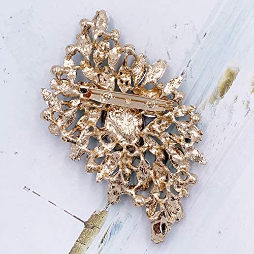 Image of SELOVO Big Large Leaf Brooches and Pins Scarf Decoration Gold Tone