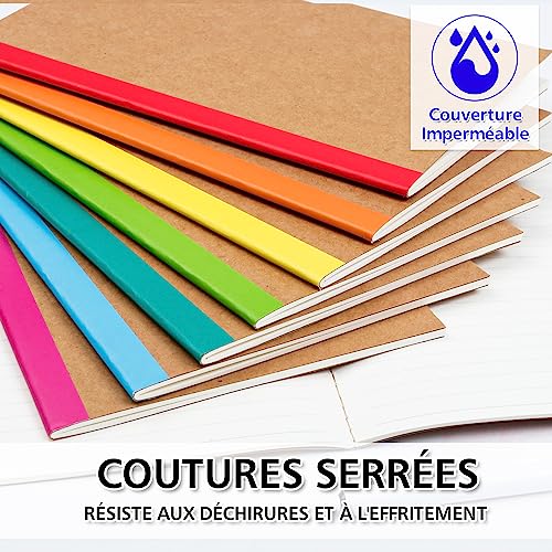 Carnet de notes A5 dos arc-en-ciel 8 couleurs cahier kraft ligné 60p - 4