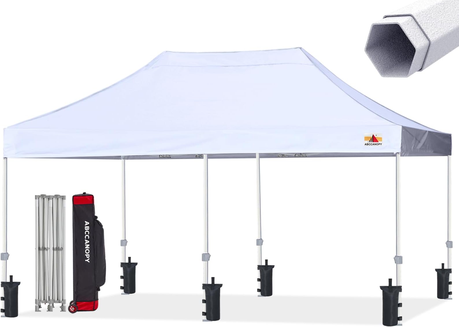 ABCCANOPY Premium Pop Up Canopy Tent Commercial Instant Shelter, Bonus Wheeled Carry Bag and 4 Sand Bags