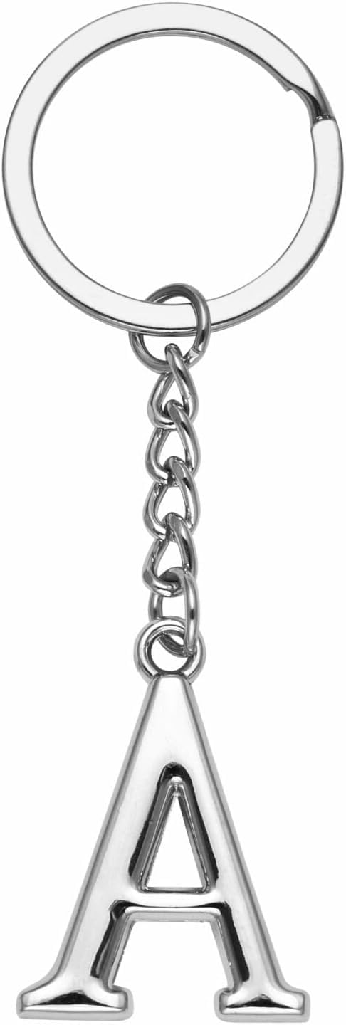 LUODAN Portachiavi Regalo donna uomo,argento A-Z 26 lettera iniziale ciondolo portachiavi - Regalo sorelle amicizia idee regalo migliore amico compleanno
