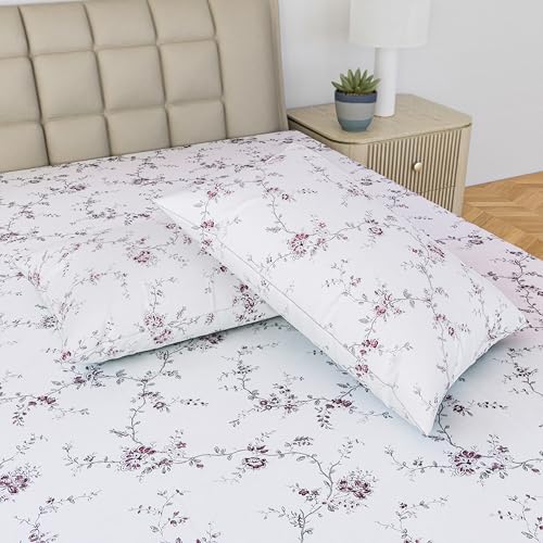 Image of LINENWALAS 100% Cotton Percale Large Standard Size Pillow Case Set of 2, Crisp and Cooling 200 TC, Premium Cotton Printed Bed Pillow Covers (20x30 inch, Vineyard)