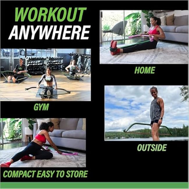 Lite Gorilla Bow Portable Home Gym Resistance Bands and Bar System for Travel, Fitness, Weightlifting and Exercise Kit, Full Body Workout Equipment Set