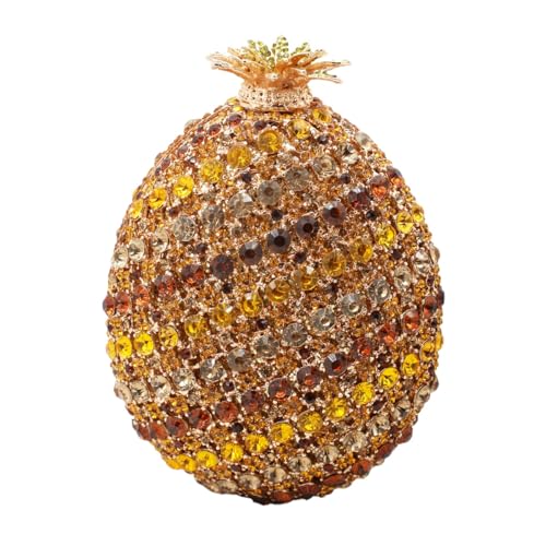 Tasysain Women Diamond Pineapple Evening Bag Dazzle Fruit Shaped Rhinestone Clutch Novelty Crystal Handbag for Party Prom, Yellow