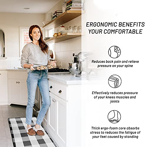 Earthall Kitchen Mat Cushioned Anti-Fatigue Floor Mat, 17.7"X59", Waterproof Non-Slip Buffalo Plaid Kitchen Rug Runner Ergonomic Comfort Standing Mat For Kitchen, Home, Office, Sink, Laundry, Desk #TOP4