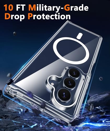 Image of FNTCASE for Samsung Galaxy Z-Fold-7 Case: Magnetic Clear Military Grade Drop Protection Anti Yellowing Cell Phone Cover - Rugged Shockproof Protective Bumper Transparent Phonecase