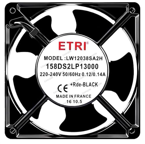 DJHAQDM Compatible para ETRI LW12038SA2H 158DS2LP13000 220V 0.12-0.14A 120x120x38mm 2-Wire Ventilador refrigeración