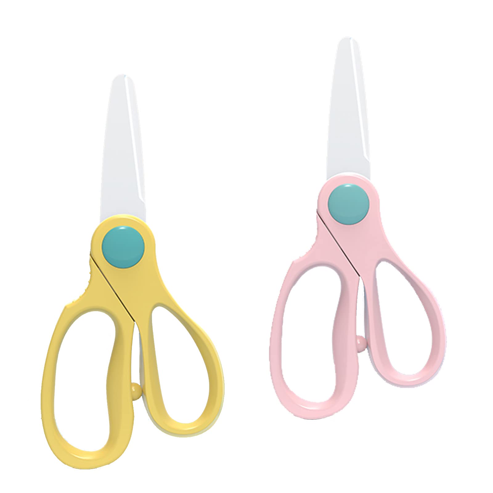 Ceramic Scissors, Soft-grip Handles, 2 Pack (Blue, Pink), Safety Healthy, BPA and, Baby Food Scissors with Travel Cover