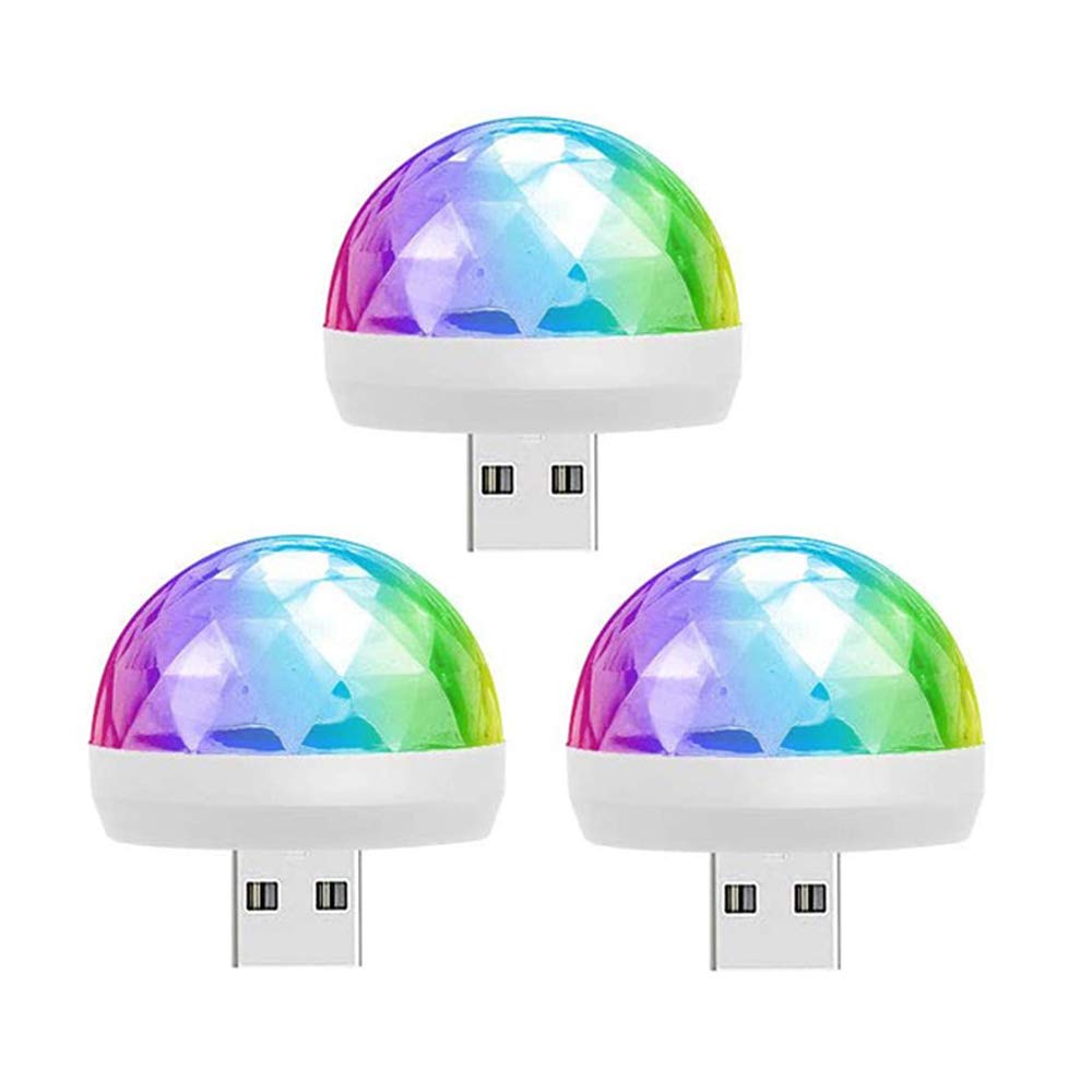 USB Disco Party Lights, Sound Activated Party Lights, DJ Disco Stage Lights-Multi Colors LED Car Atmosphere Light,Magic Light for Xmas Parties,Birthday,Club,Karaoke(3 Packs)