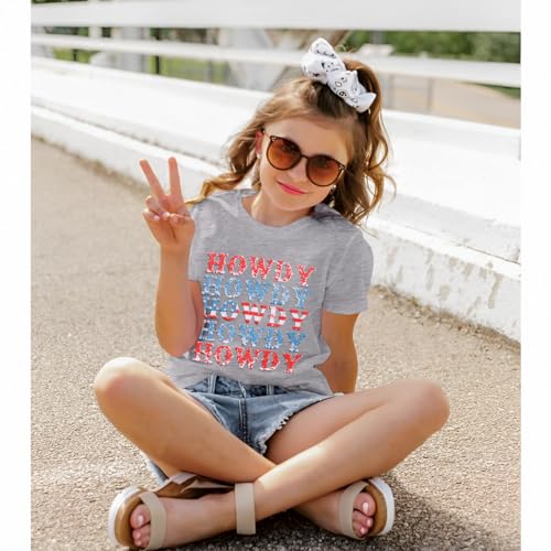 CM C&M WODRO Kid Howdy America Shirt Boy Girl 4th of July Cowboy Patriotic T-Shirt USA Western Short Sleeve Tee Top2
