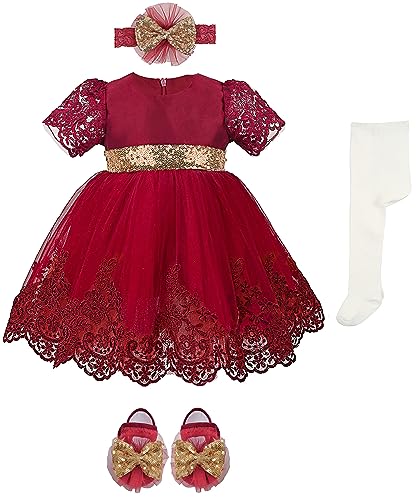 Lilax Baby Girl Newborn Lace Princess Wedding Party Dress Gown 4 Piece Deluxe Set2
