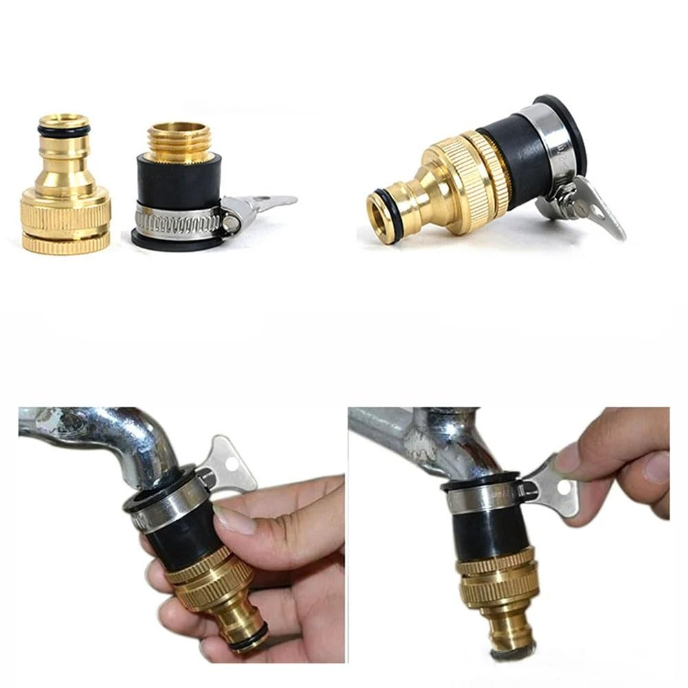 Conector de grifo de manguera, rosca de 1/2 "3/4" para jardín, conector de ajuste universal, boquilla práctica, lavadora, adaptador de grifo de cocina, latón rápido