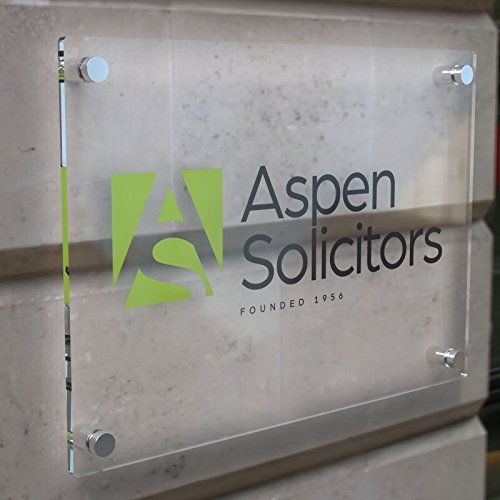 Acrylic Printed Logo Business Plaque Sign Brushed Aluminium Modern Back Panel (A2)